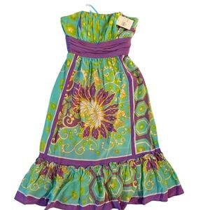 Plenty By Tracy Reese 100% Silk Strapless Printed Dress Sz 2 NWT $299